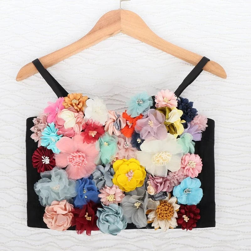 2023 Spring Hot Selling Decoration Corset For Women Back Snap Flower Sling Corset Tops