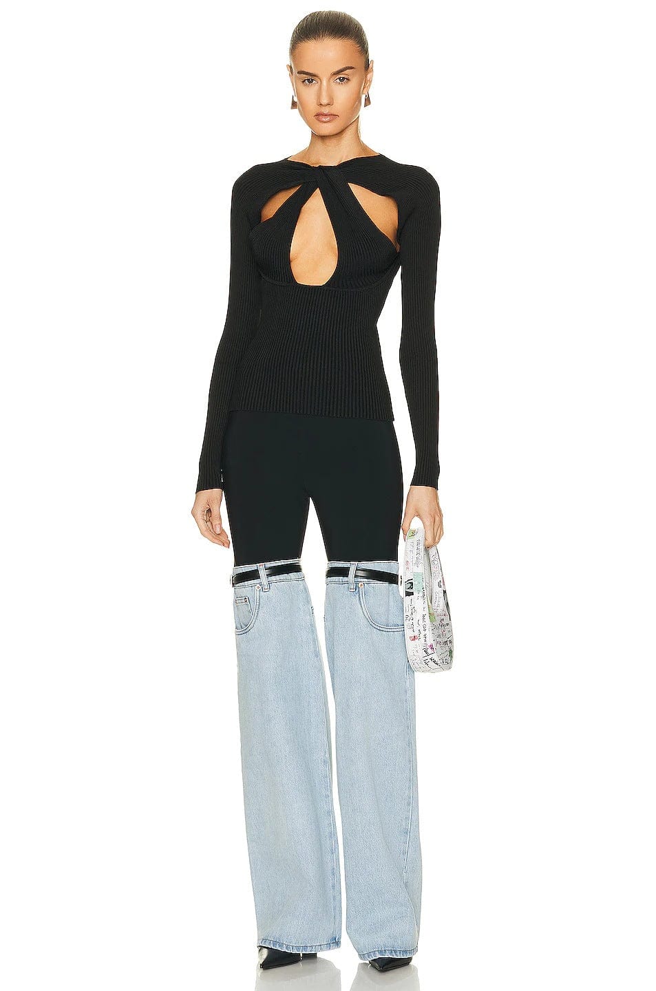 2023 Spring New arrivals High Waist Straight Wide Leg Denim pants for women Fashion Denim splicing  women's Jeans