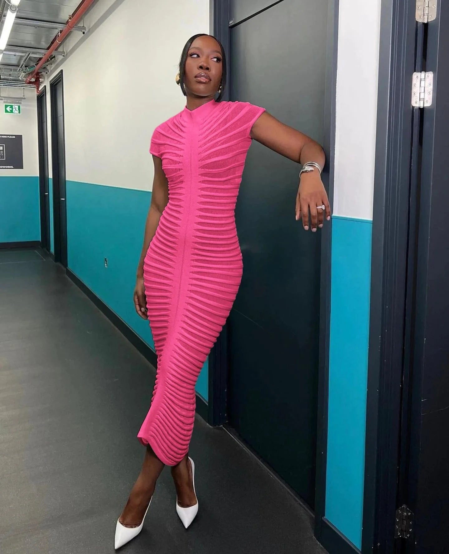 2023 Stripes See Through Ladies Elegant Casual bodycon black transparent woman party wear hot sexy night club dresses for women