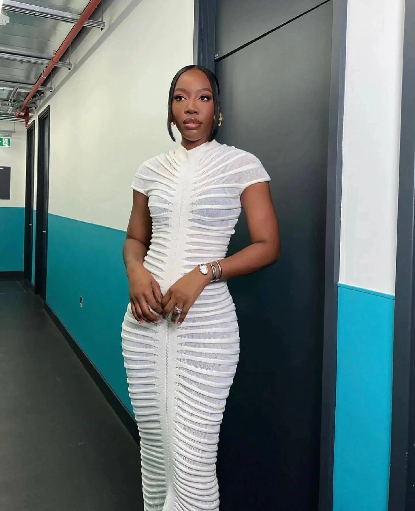 2023 Stripes See Through Ladies Elegant Casual bodycon black transparent woman party wear hot sexy night club dresses for women