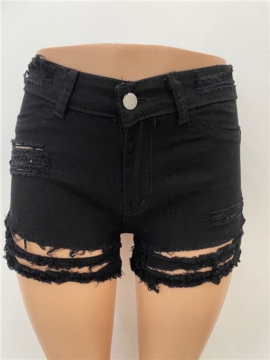 2023 Summer brocken hole Women Denim Summer Shorts bale Zipper Fly Pockets Frayed Raw Ripped Denim short jeans for women