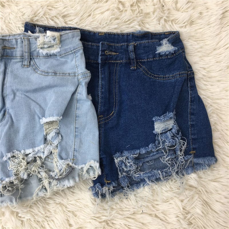 2023 Summer brocken hole Women Denim Summer Shorts bale Zipper Fly Pockets Frayed Raw Ripped Denim short jeans for women