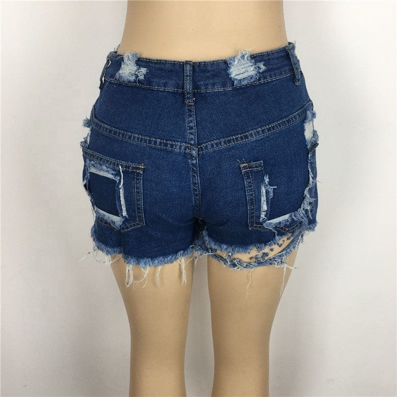 2023 Summer brocken hole Women Denim Summer Shorts bale Zipper Fly Pockets Frayed Raw Ripped Denim short jeans for women