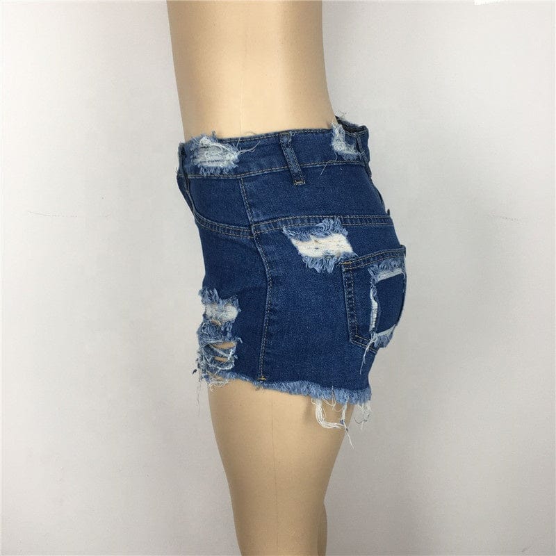 2023 Summer brocken hole Women Denim Summer Shorts bale Zipper Fly Pockets Frayed Raw Ripped Denim short jeans for women