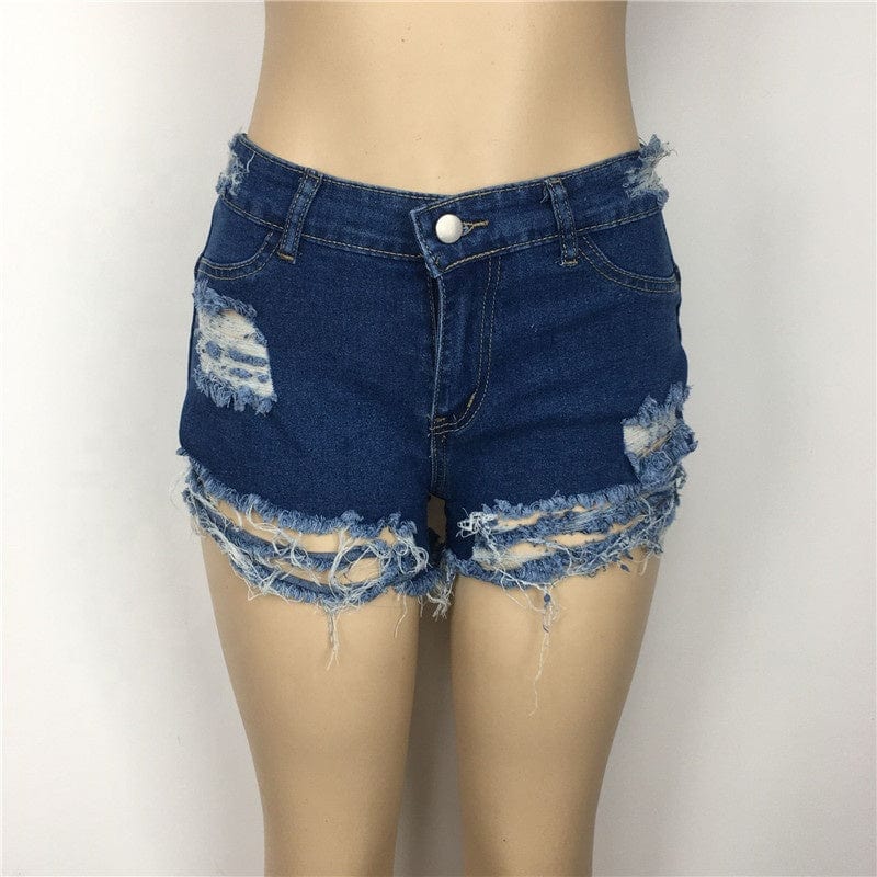 2023 Summer brocken hole Women Denim Summer Shorts bale Zipper Fly Pockets Frayed Raw Ripped Denim short jeans for women