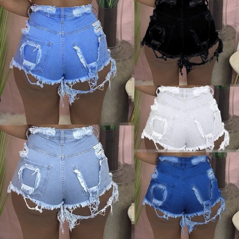 2023 Summer brocken hole Women Denim Summer Shorts bale Zipper Fly Pockets Frayed Raw Ripped Denim short jeans for women