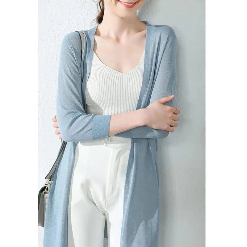 2023 Summer New Korean Thin Loose Women's Knitwear Ice Silk Knit Sun Protection Cardigan Jacket