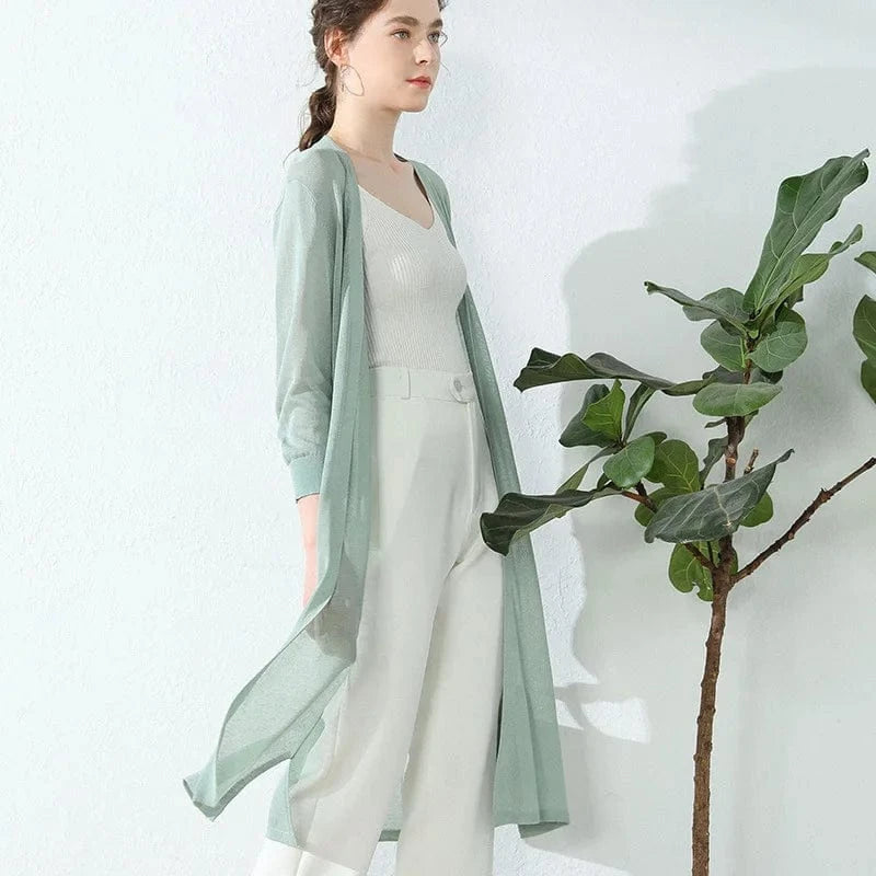 2023 Summer New Korean Thin Loose Women's Knitwear Ice Silk Knit Sun Protection Cardigan Jacket