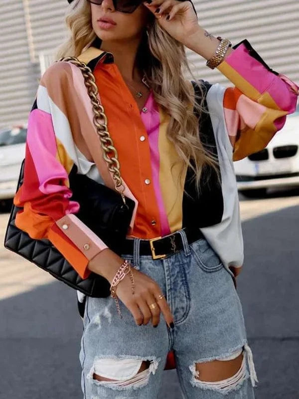 2023 Wholesale Fashion Loose Spring Autumn Single Breasted Cardigan Lantern Long Sleeve Elegant Women Casual Office Shirts