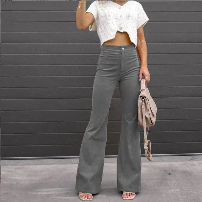 2024 Best-Selling Spring and Summer Women's Middle Waist Long  Pants Straight Wide Leg Flared  Ladies Casual Loose Pant