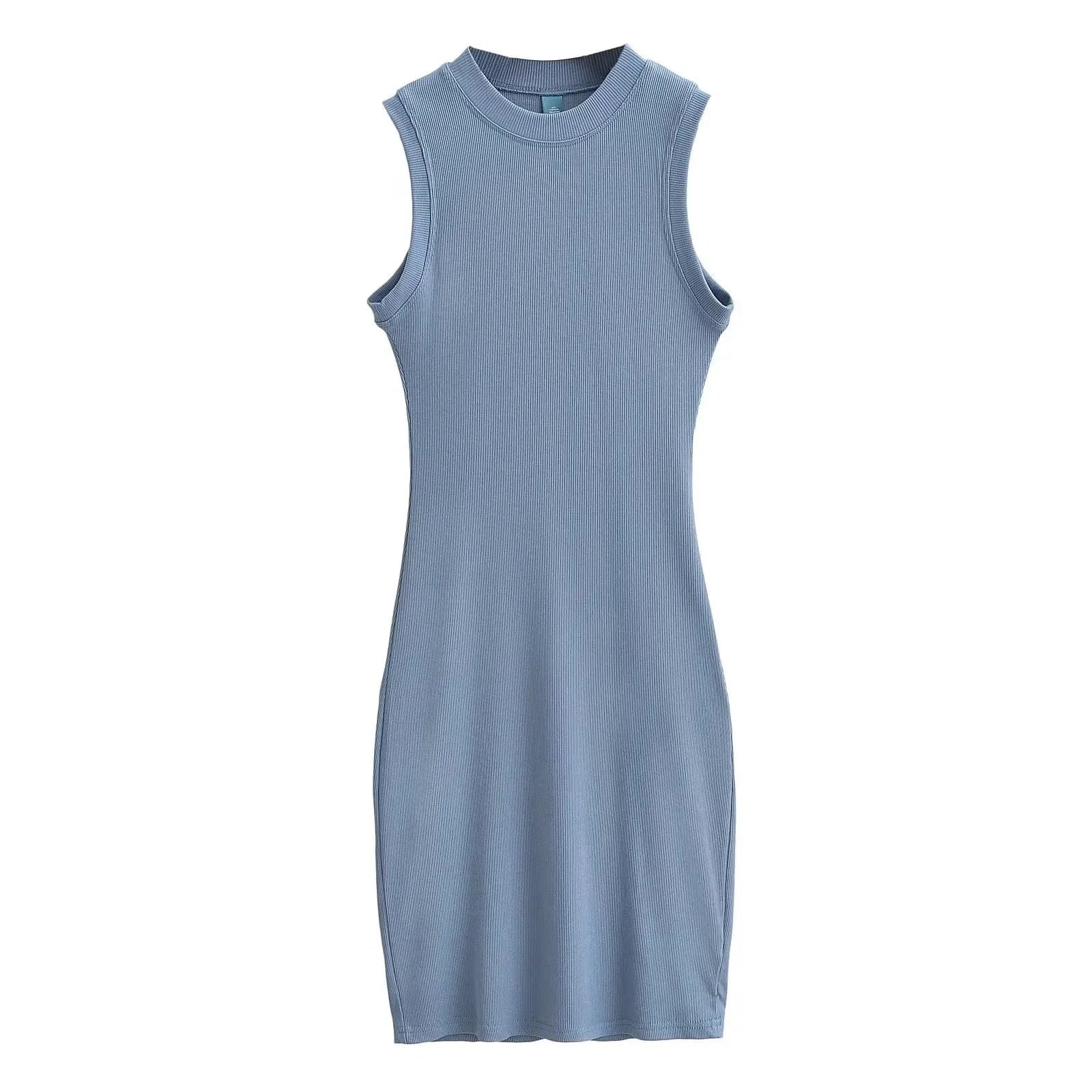 2024 Custom Modal Cotton Rib Maxi Dress Women Clothes Ladies Lounge Sleeveless Dress Bodycon Casual Tank Top Dress