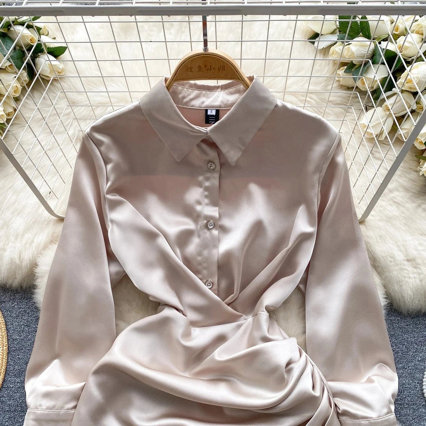 2024 Early Spring New Long Sleeved Waist Waist Slimming Shirt Dress Children's Dress