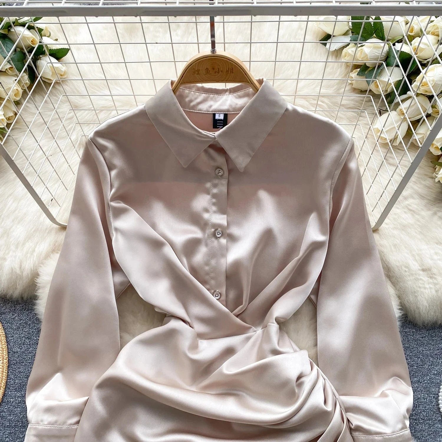 2024 Early Spring New Long Sleeved Waist Waist Slimming Shirt Dress Children's Dress