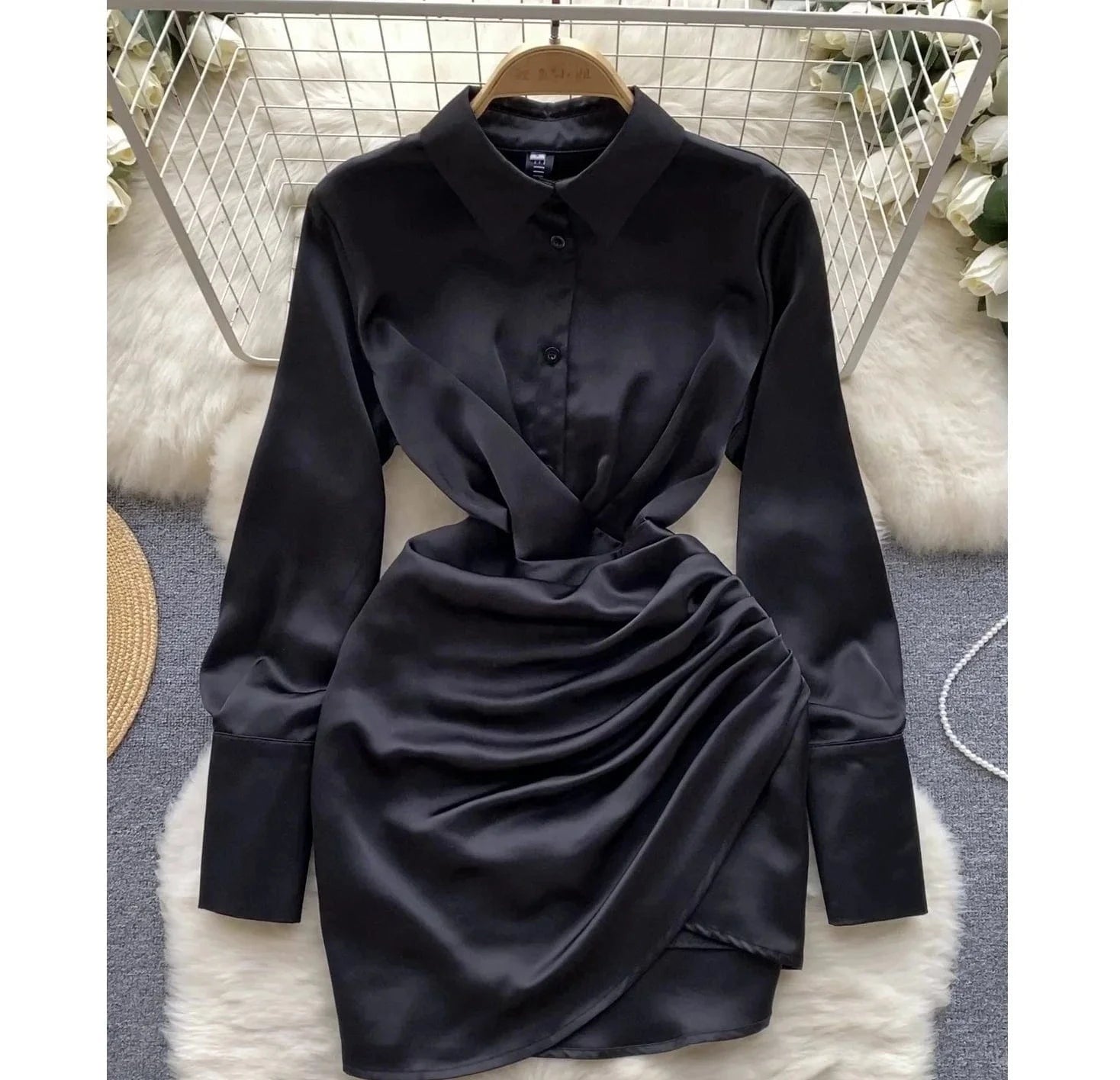 2024 Early Spring New Long Sleeved Waist Waist Slimming Shirt Dress Children's Dress