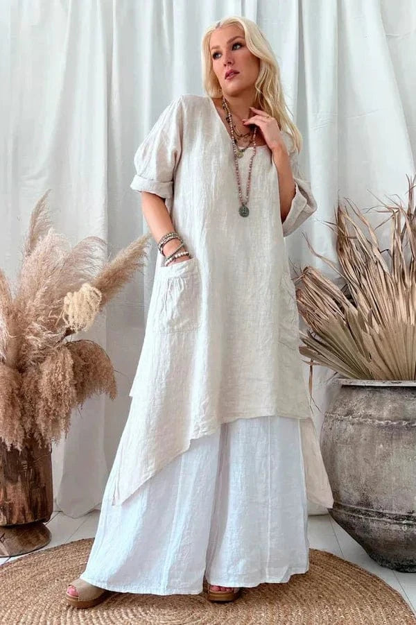 2024 European and American Autumn New Product Simple and Loose Versatile Irregular Hem Women's Dress (No Pants)