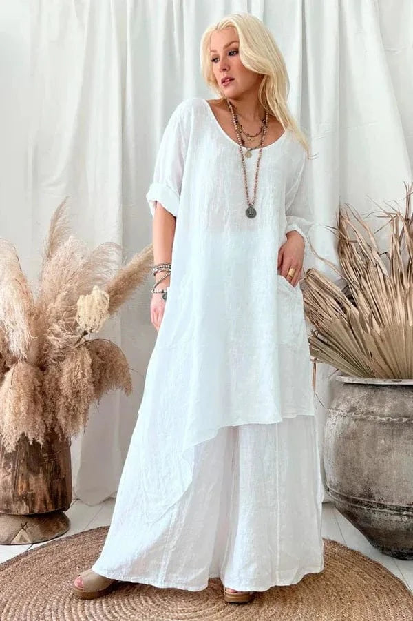 2024 European and American Autumn New Product Simple and Loose Versatile Irregular Hem Women's Dress (No Pants)