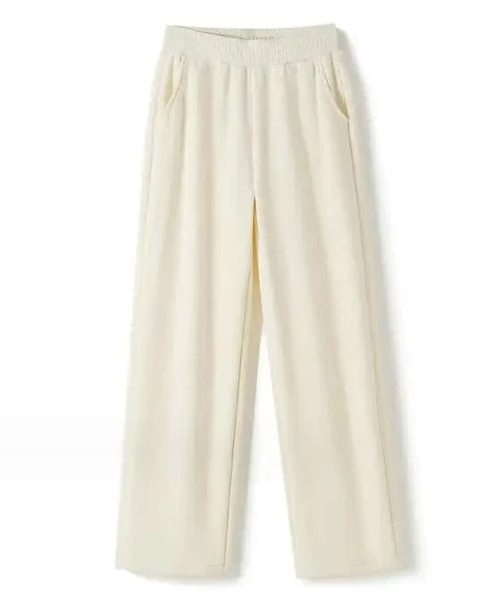 2024 Hot Sale Autumn and Winter Women's Warm Long Narrow Version Straight Leg Pants Velvet Drape  Ladies Casual Pants