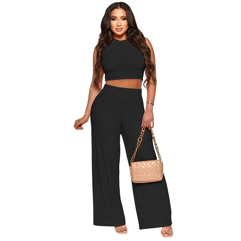 2024 luxury modest rib knitted loungewear pant 2 piece lounge set women sweater knit 2pcs two piece pink knit set women clothing
