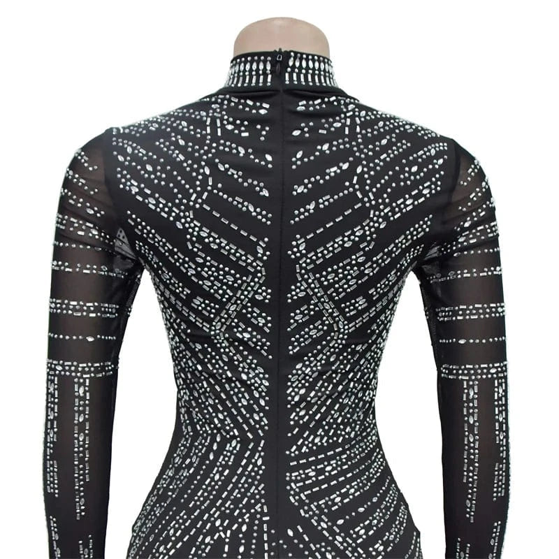 2024 new arrival luxury elegant african party rhinestone beaded black tulle dress women ivory short evening gown dress for women