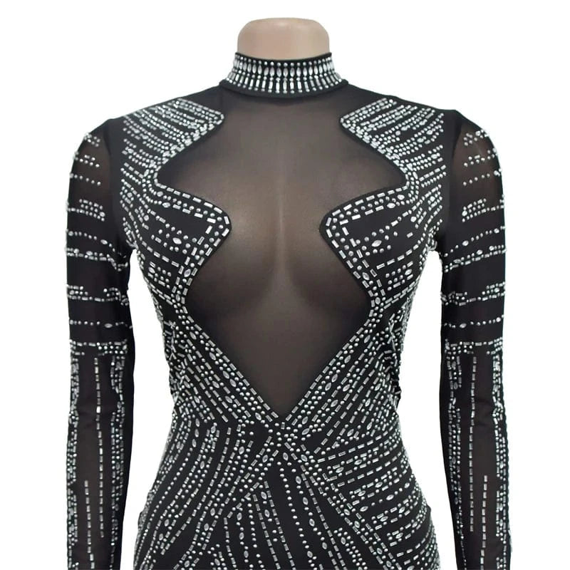 2024 new arrival luxury elegant african party rhinestone beaded black tulle dress women ivory short evening gown dress for women