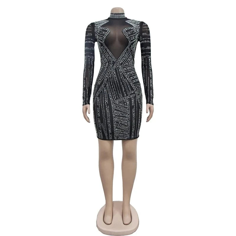 2024 new arrival luxury elegant african party rhinestone beaded black tulle dress women ivory short evening gown dress for women