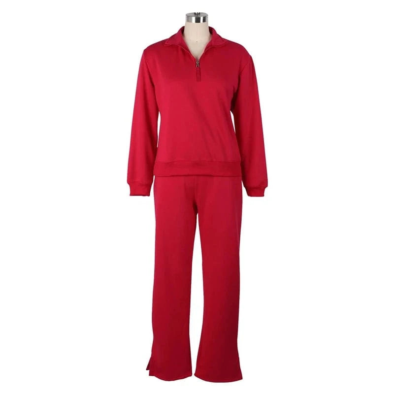 2024 new arrivals luxury women casual black half zip sweatshirt and jogger sweatpants sport 2 piece set clothes with sweatpants