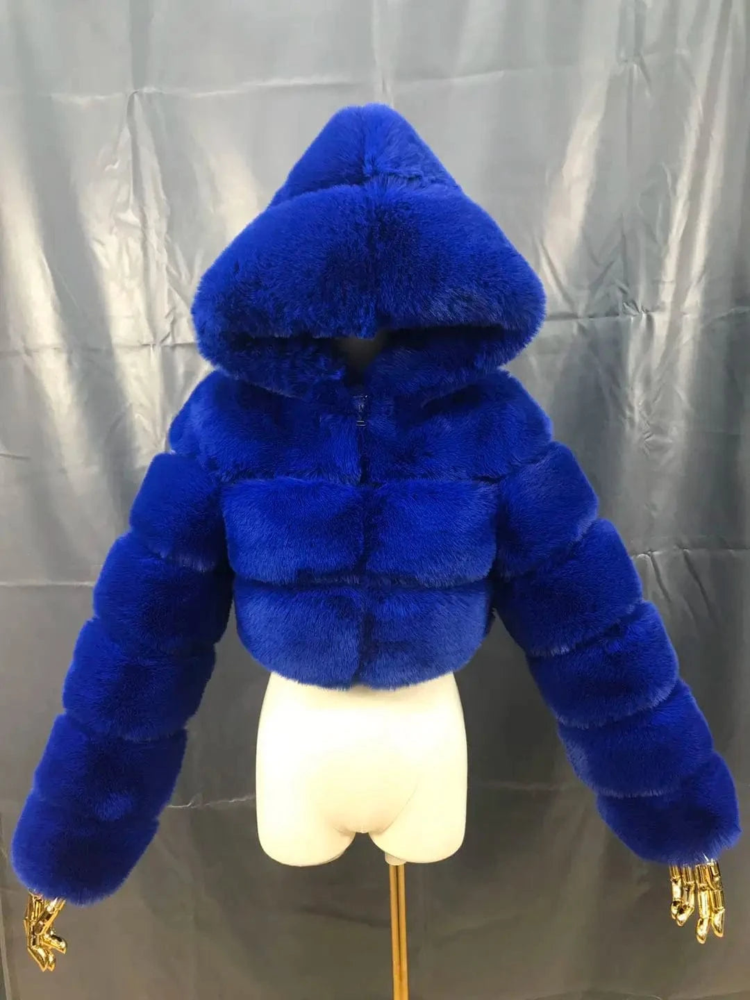 2024 New Arrivals Women Winter Clothes Faux Crop Hoodies Fur Jacket Fashion Long Fur Coat