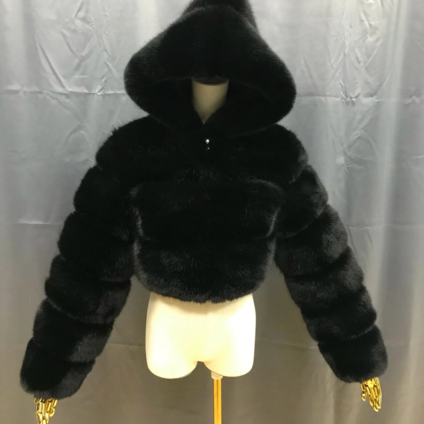 2024 New Arrivals Women Winter Clothes Faux Crop Hoodies Fur Jacket Fashion Long Fur Coat