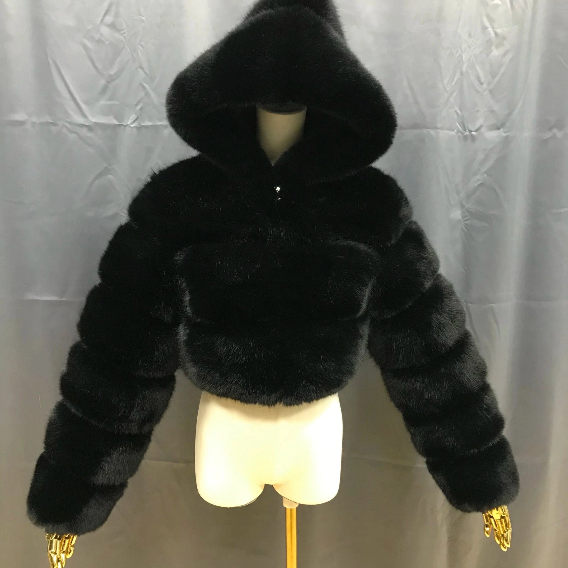 2024 New Arrivals Women Winter Clothes Faux Crop Hoodies Fur Jacket Fashion Long Fur Coat