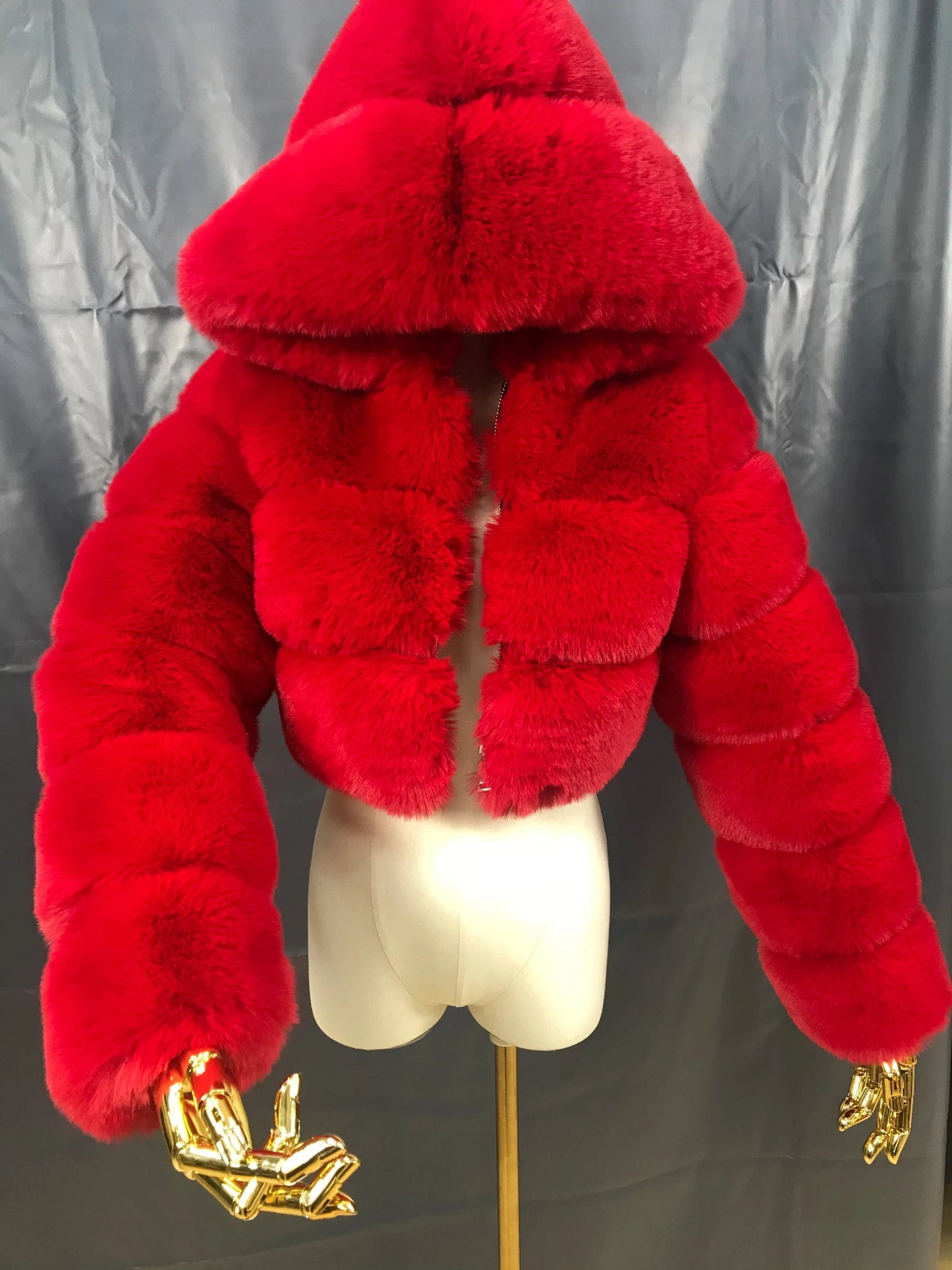 2024 New Arrivals Women Winter Clothes Faux Crop Hoodies Fur Jacket Fashion Long Fur Coat