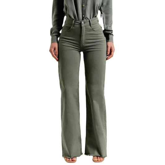 2024 New Autumn Winter Women Furred Jeans Femininity Commuter Pants High Waist Furred Cargo Pants Fashion Stretch Lady Jeans