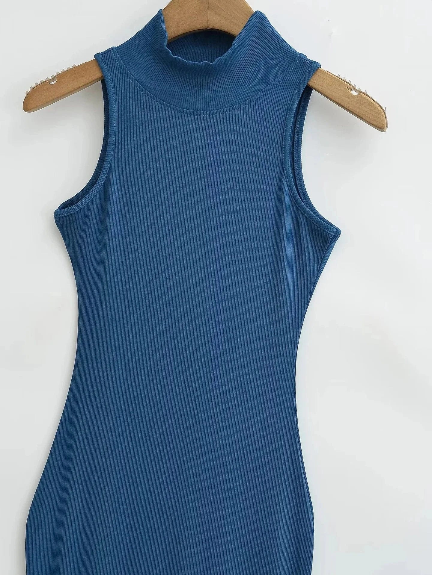 2024 New Colors High Neck  Mermaid Bodycon Dresses Solid Color Sleeveless knit waist women's lady elegant maxi dress