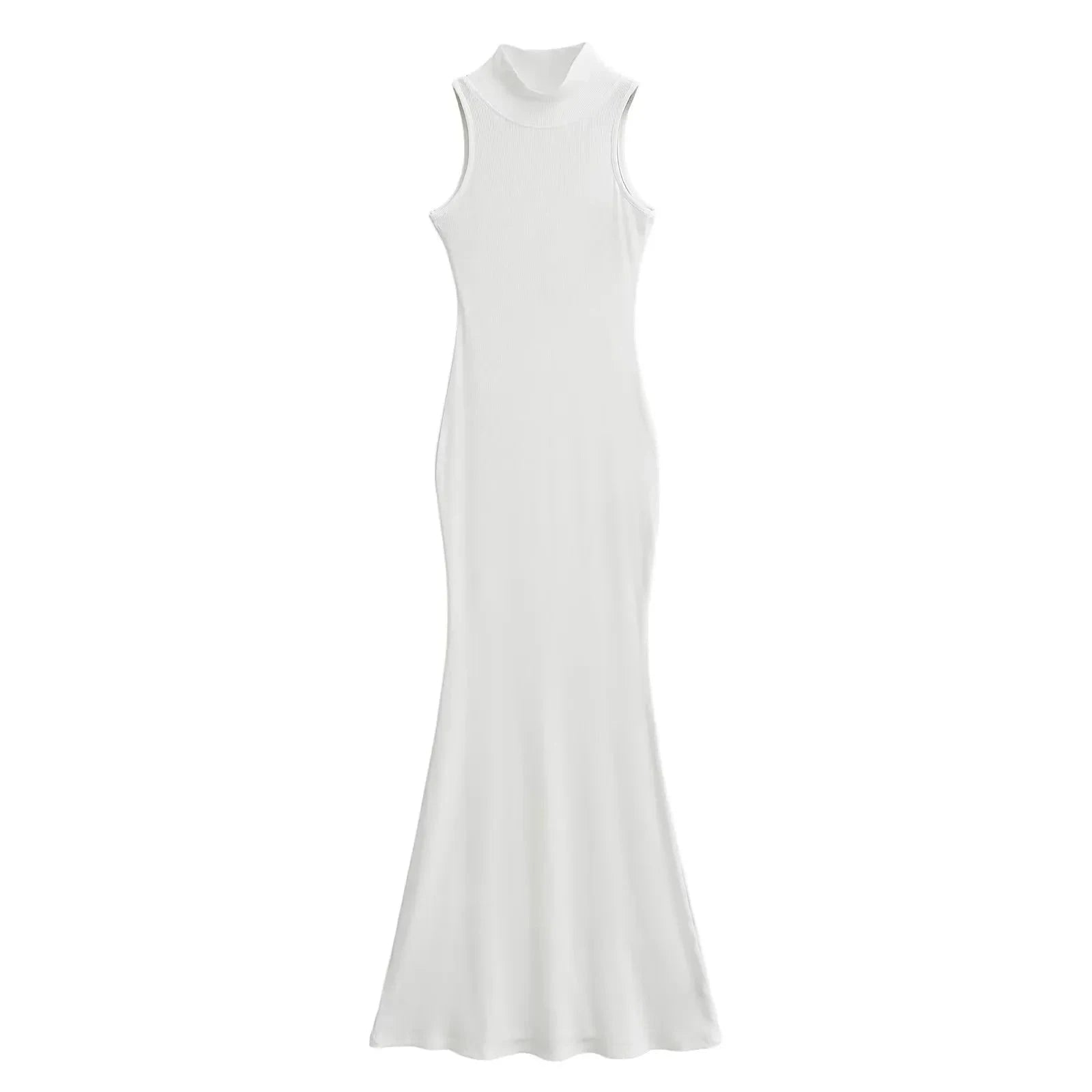 2024 New Colors High Neck  Mermaid Bodycon Dresses Solid Color Sleeveless knit waist women's lady elegant maxi dress