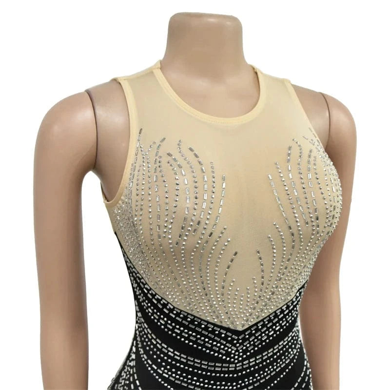 2024 new design elegant rhinestone beading beaded applique panel high slit maxi wedding party eveinng dress with beads long tail