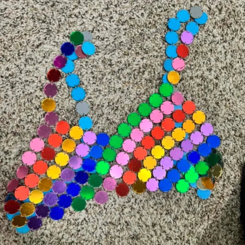 2024 New Night Club Dance Handmade Glitter Crop Tops For Women Sexy