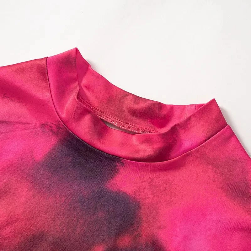 2024 New spring female Casual dress round neck long sleeve stretch tie dye woman long dress