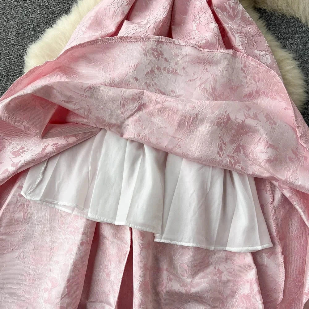 2024 New Temperament Slim Waist Waist Color Sleeveless Vest Jacquard Dress