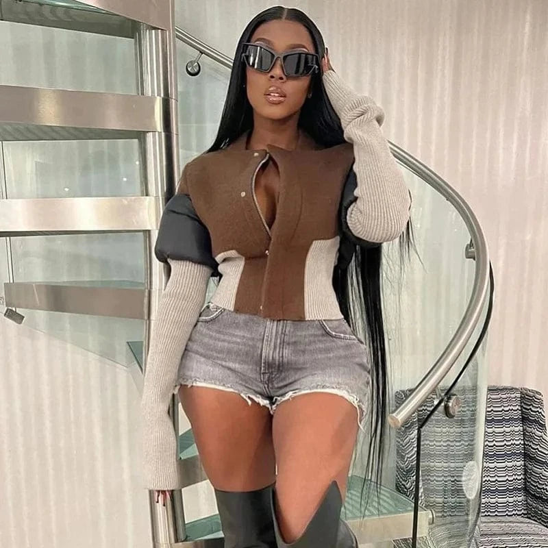 2024 New Winter Womens Short Lambwool Coat Winter Warm Fur Hooded Coat Vintage Patchwork Lambwool Jacket