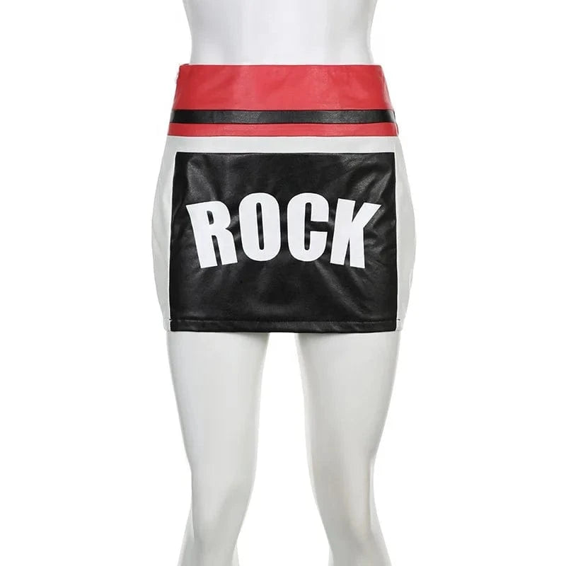 2024 New Young Sexy Sweet Letter Sweater Full Sleeve + Short Leather Pencil Skirts Women 2 Piece Set