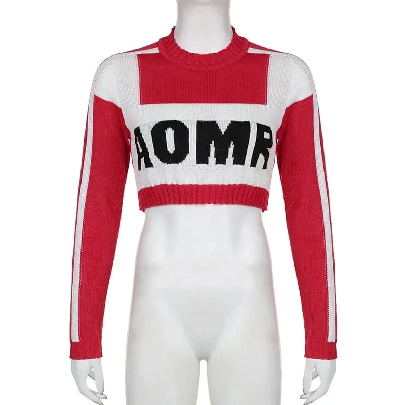 2024 New Young Sexy Sweet Letter Sweater Full Sleeve + Short Leather Pencil Skirts Women 2 Piece Set