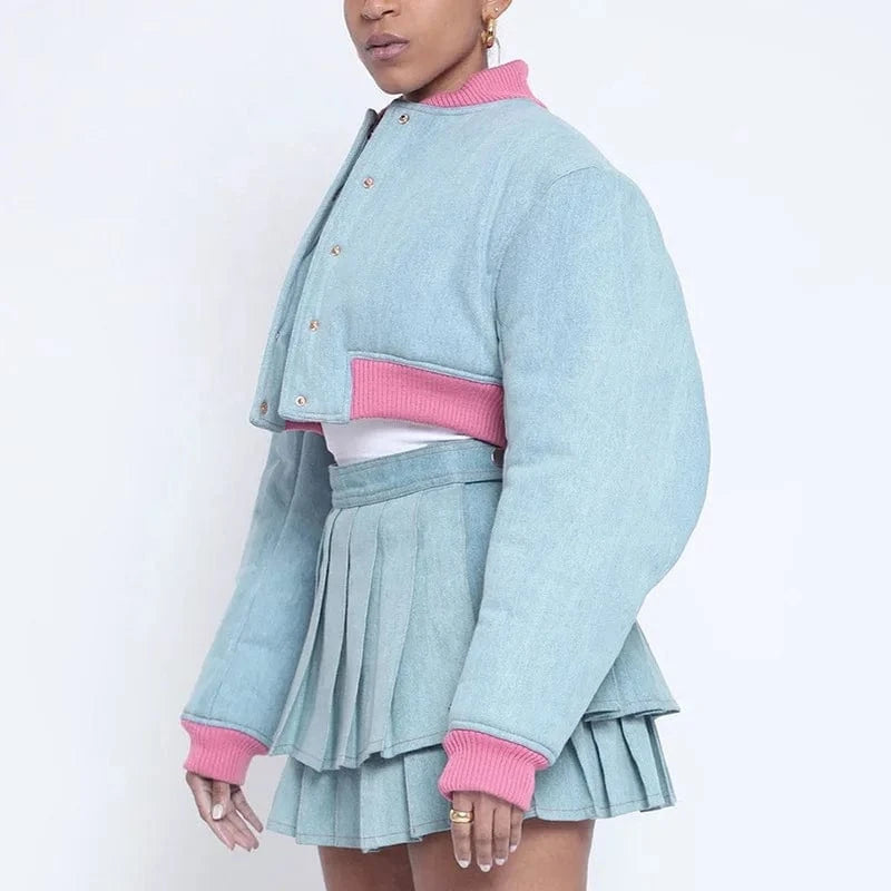 2024 Patchwork Long Sleeve Single Breasted Winter Thick Warm Puffer Jacket  Cotton-Padded  Bubble Coats For Women