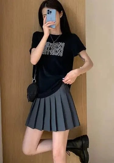 2024 Pleated Skirt Women's Summer white Skirt day High waist slimming New JK plaid large size A word skirt