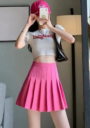 2024 Pleated Skirt Women's Summer white Skirt day High waist slimming New JK plaid large size A word skirt