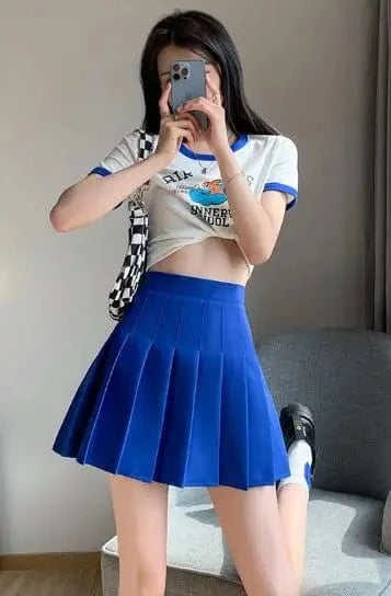 2024 Pleated Skirt Women's Summer white Skirt day High waist slimming New JK plaid large size A word skirt