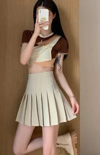 2024 Pleated Skirt Women's Summer white Skirt day High waist slimming New JK plaid large size A word skirt