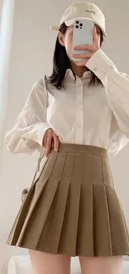 2024 Pleated Skirt Women's Summer white Skirt day High waist slimming New JK plaid large size A word skirt
