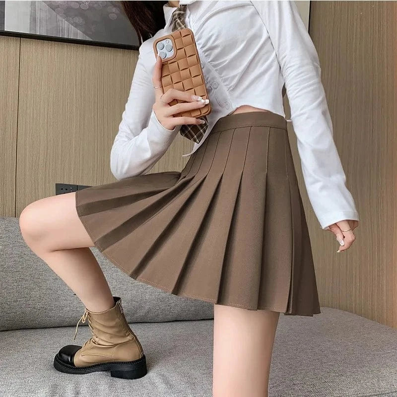 2024 Pleated Skirt Women's Summer white Skirt day High waist slimming New JK plaid large size A word skirt