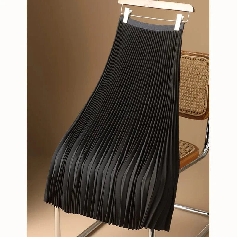 2024 Solid color satin pleated skirt oversized skirt for women