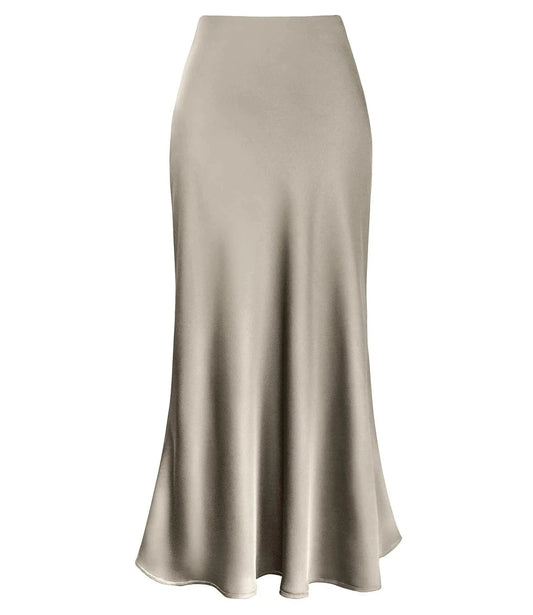 2024 Spring And Summer Women's Skirt Gentle Temperament Silky Texture Vertical High Waist Fishtail Ladies Fashion Skirt