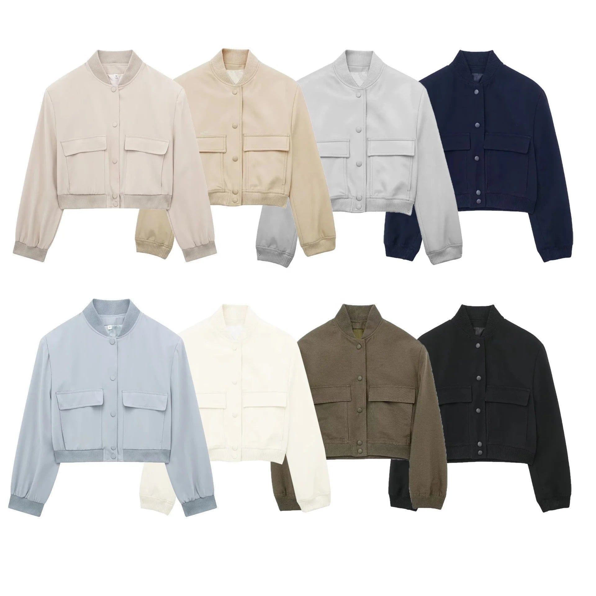 2024 Spring new loose casual short top with large pocket pilot jacket for women